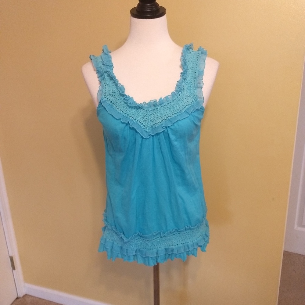 Geri C NY vtg  lace ruffle top shirt sz small *I